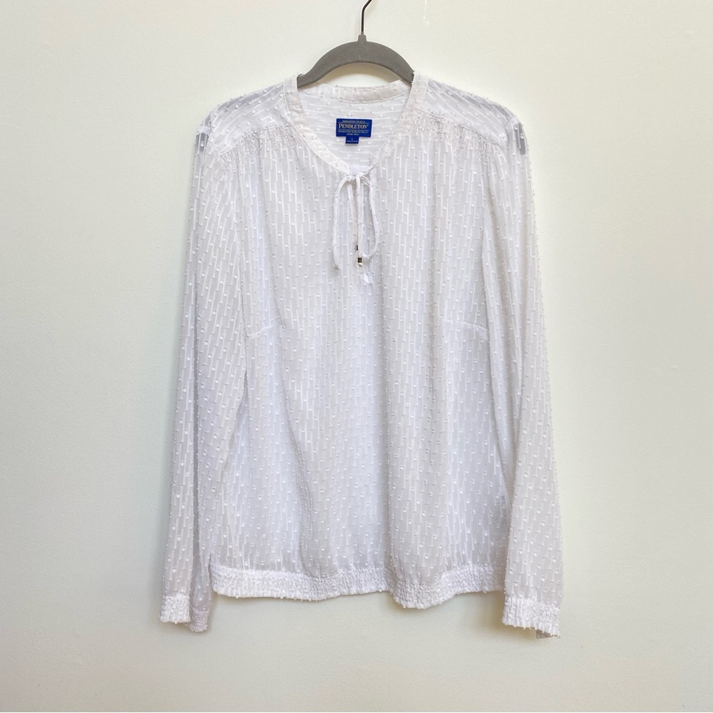 Pendleton White Swiss Dot‎ Sheer Pullover Blouse